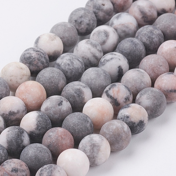 

PandaHall Natural Pink Zebra Jasper Beads Strands, Frosted, Round, 4mm, Hole: 1mm, about 93pcs/strand, 15.2 inch Zebra Jasper Round