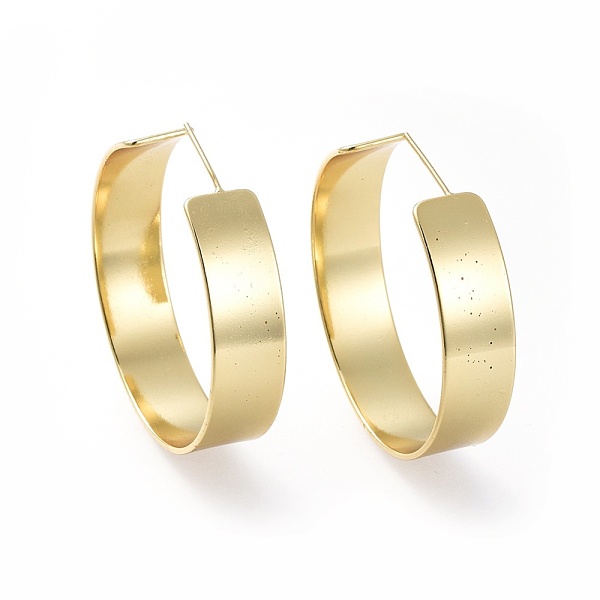 

PandaHall Brass Stud Earrings, Half Hoop Earrings, with Ear Nuts and 925 Sterling Silver Pin, Ring, Golden, 41~42x10mm, Pin: 0.7mm Brass...