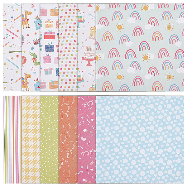 

PandaHall GORGECRAFT 24 Sheet 12 Styles Patterned Paper Pad 15.2x15.2cm Scrapbook Paper Pack Single-Sided Birthday Themed Pattern Colorful..., Multicolor