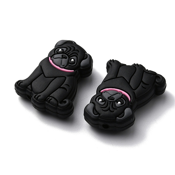 

PandaHall Food Grade Eco-Friendly Silicone Beads, Chewing Beads For Teethers, DIY Nursing Necklaces Making, Pug Dog, Black, 31x23x9mm, Hole...