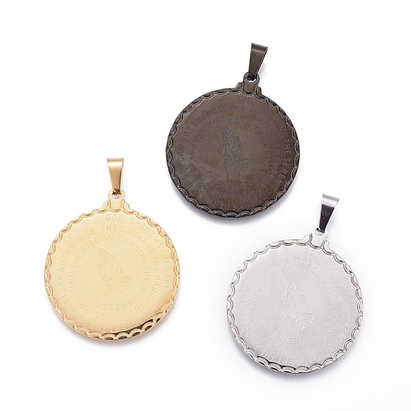 

PandaHall 304 Stainless Steel Pendants, Flat Round with Serenity Prayer, Mixed Color, 35x30.5x2mm, Hole: 3.5x7.5mm 304 Stainless Steel Flat..., Multicolor