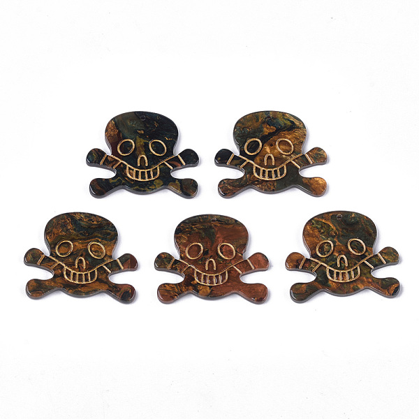 

PandaHall Cellulose Acetate(Resin) Pendants, Skull, Coffee, 29.5x35x2.5mm, Hole: 1.2mm Cellulose Acetate Skull Brown