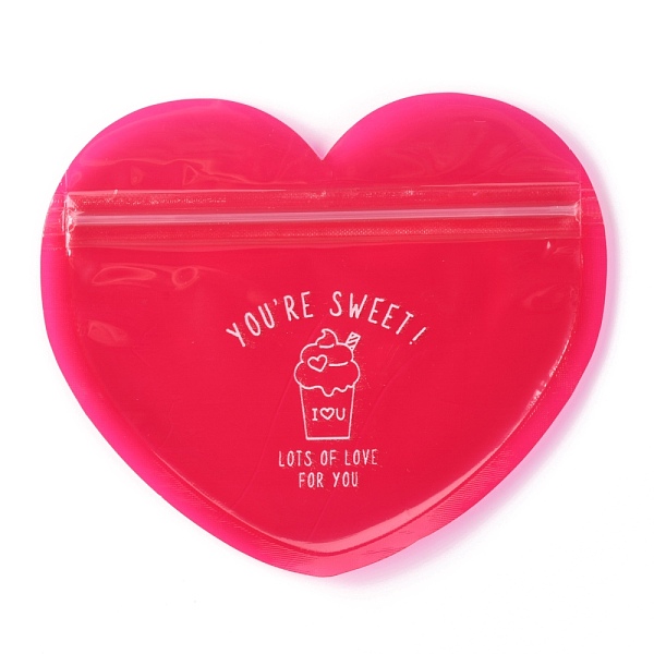 

PandaHall PET Plastic Zip Lock Bag, Candy, Cookies Storage Bags, Self Seal Bag, Top Seal, Candy, Heart Shape, Crimson, 11x12.7x0.2cm..., Pink