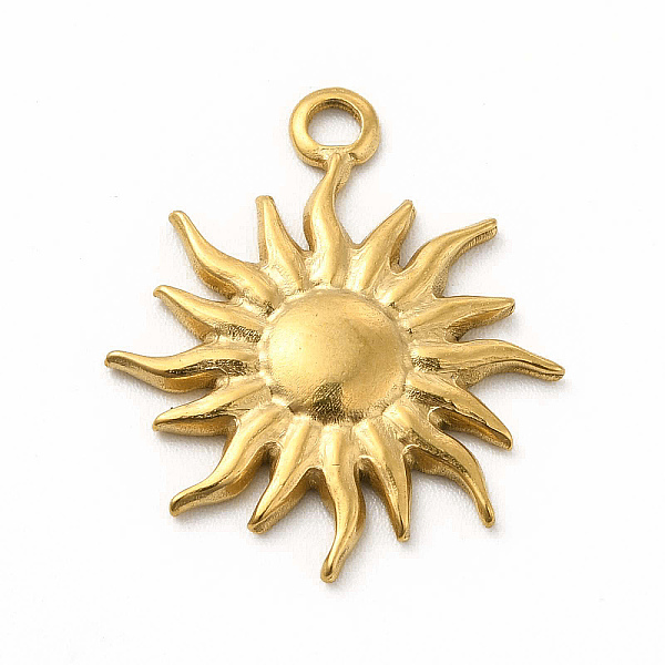 

PandaHall 304 Stainless Steel Pendants, Sun Charms, Golden, 23x19.5x2mm, Hole: 2.1mm 304 Stainless Steel Sun