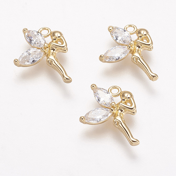 

PandaHall Brass Micro Pave Cubic Zirconia Pendants, Real 18K Gold Plated, Fairy, 15x11.5x3mm, Hole: 1mm Brass+Cubic Zirconia Angel & Fairy..., Clear