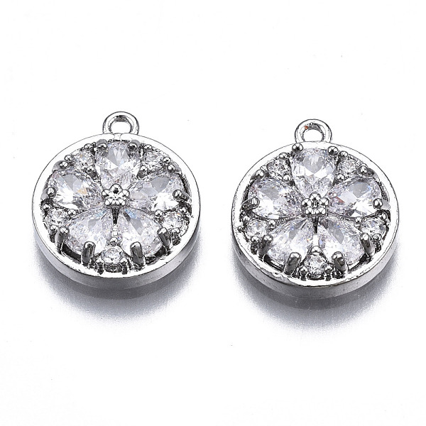 

PandaHall Brass Micro Pave Clear Cubic Zirconia Charms, Flat Round with Flower, Platinum, 13x11.5x3mm, Hole: 1.2mm Brass+Cubic Zirconia Flat...