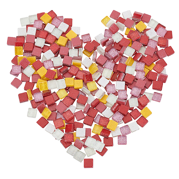 

PandaHall Glitter Glass Cabochons, Mosaic Tiles, for Home Decoration or DIY Crafts, Square, Mixed Color, 10x10x4mm, about 282pcs/box Glass..., Multicolor