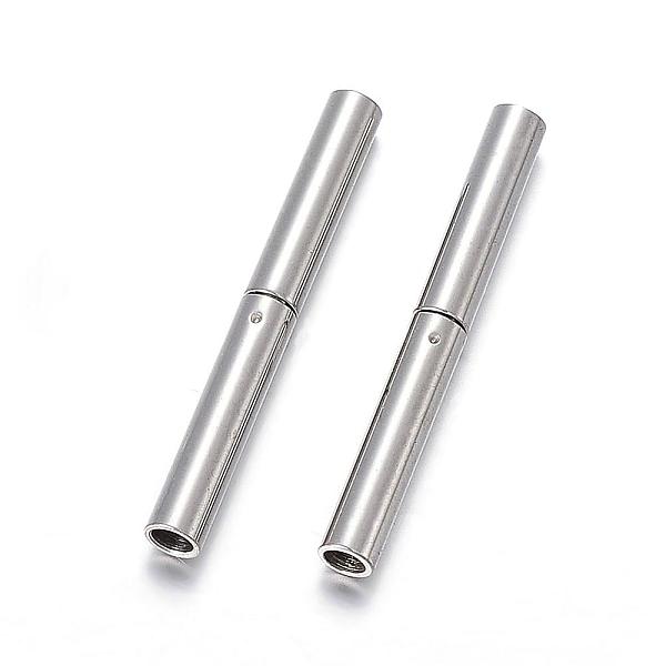 

PandaHall 304 Stainless Steel Bayonet Clasps, Column, Stainless Steel Color, 21x2.5mm, Hole: 1.7mm 304 Stainless Steel