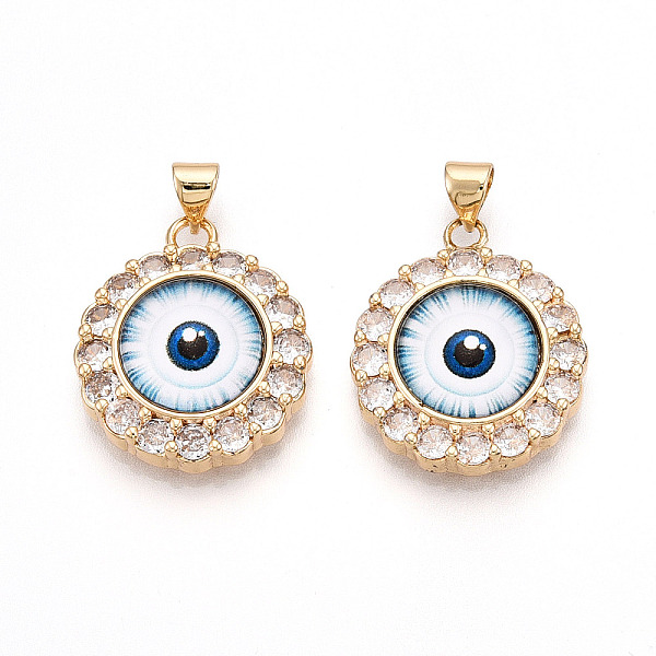 Brass Micro Pave Clear Cubic Zirconia Pendants for Women