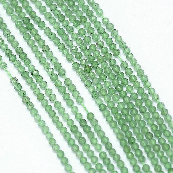 PandaHall Natural Green Aventurine Bead Strands, Dyed, Faceted, Round, 2mm, Hole: 0.5mm, about 170~180pcs/strand, 12.9 inch~13.3 inch...