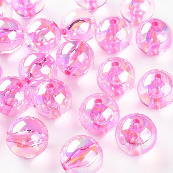 

PandaHall Transparent Acrylic Beads, AB Color Plated, Round, Pearl Pink, 20x19mm, Hole: 3mm, about 111pcs/500g Acrylic Round