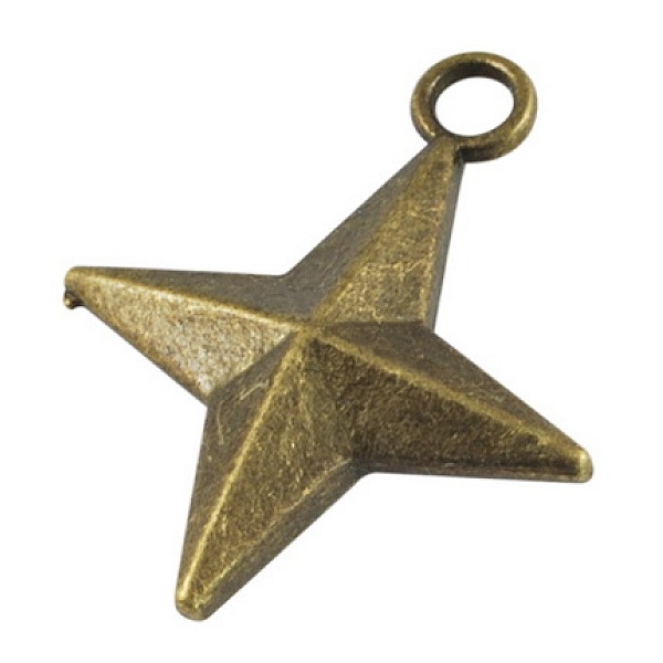 

PandaHall Zinc Alloy Pendants, Cadmium Free & Lead Free, Star, Antique Bronze Color, Size: about 30mm long, 25mm wide, 6mm thick, hole: 3mm...