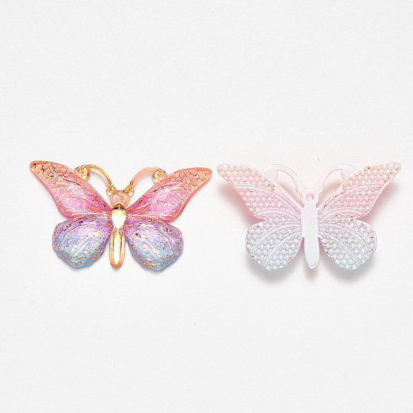 

PandaHall Transparent Acrylic Pendants, with Plated Bottom, Butterfly, Colorful, 23x38x5mm, Hole: 1.2mm Acrylic Butterfly