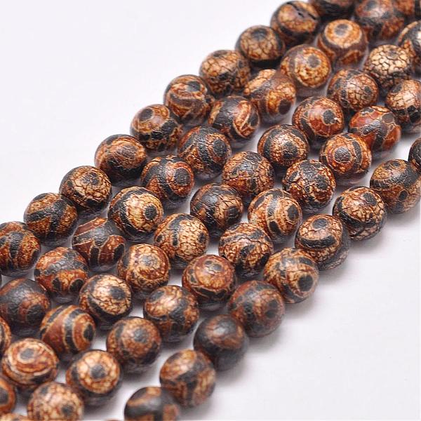 

PandaHall Tibetan Style 3-Eye dZi Beads Strands, Natural & Dyed Agate Beads, Matte Style, Round, Saddle Brown, 10mm, Hole: 1.5mm, about...