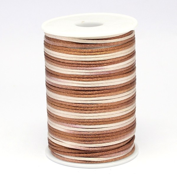 

PandaHall Segment Dyed Polyester Cord, Satin Rattail Cord, Saddle Brown, 2mm, about 100yards/roll Polyester Brown