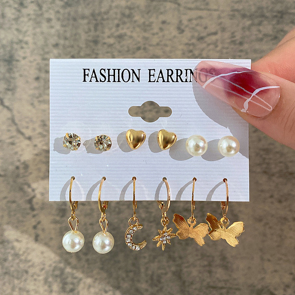 Ensembles de boucles d'oreilles en alliage et perles en plastique
