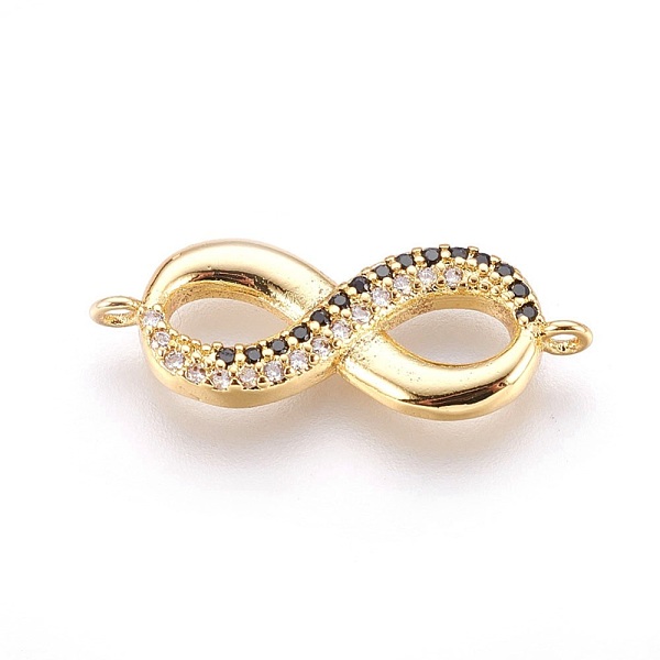 

PandaHall Brass Micro Pave Cubic Zirconia Links, Infinity, Mixed Color, Real 18K Gold Plated, 8x22x2mm, Hole: 1.2mm Brass+Cubic Zirconia..., Multicolor