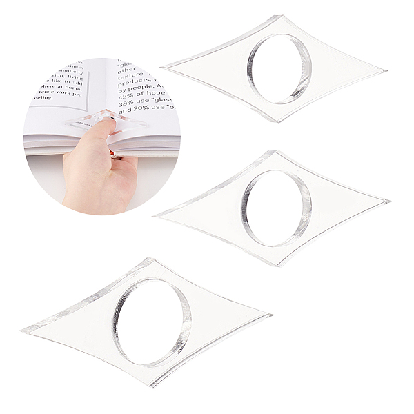

PandaHall BENECREAT 3Pcs 3 Style Transparent Acrylic Thumb Bookmark, Thumb Book Page Holder, Thumb Reading Ring, for Keeping Book Open, Book..., Clear