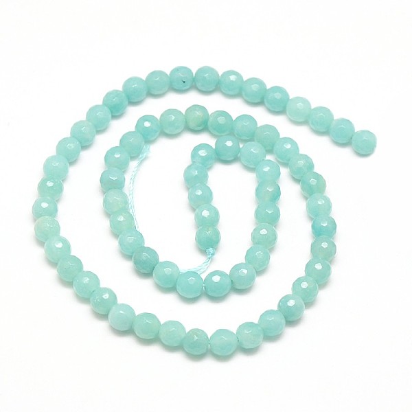 

PandaHall Natural Amazonite Round Bead Strands, Faceted, 6mm, Hole: 1mm, about 66pcs/strand, 15.7 inch Amazonite Round Cyan