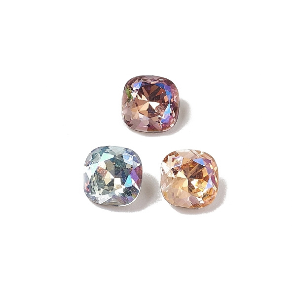 

PandaHall K9 Glass Rhinestone Cabochons, Pointed Back & Back Plated, Square, Mixed Color, 8x8x4mm Glass Rhinestone Square Multicolor