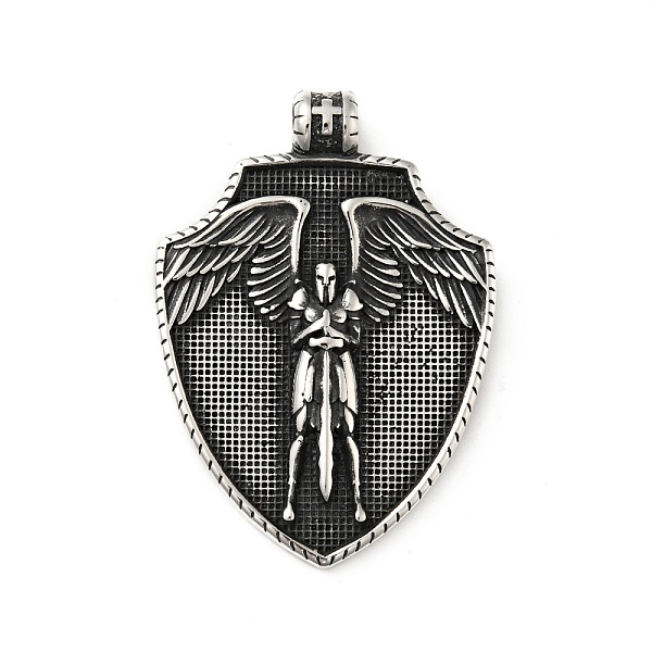 

PandaHall 304 Stainless Steel Big Pendants, Sheild with Michael Archangel, Antique Silver, 55.5x39.5x8mm, Hole: 5mm 304 Stainless Steel...
