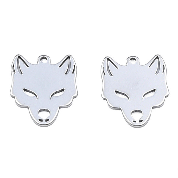 

PandaHall 201 Stainless Steel Charms, Halloween Style, Fox, Stainless Steel Color, 15x12.5x1mm, Hole: 1.2mm 201 Stainless Steel Fox
