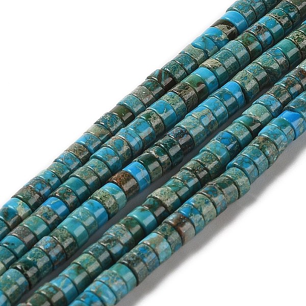 

PandaHall Natural Imperial Jasper Beads Strands, Dyed, Disc, Heishi Beads, Teal, 4~4.5x1.5~3mm, Hole: 1.5mm, about 164~172pcs/strand..., Cyan