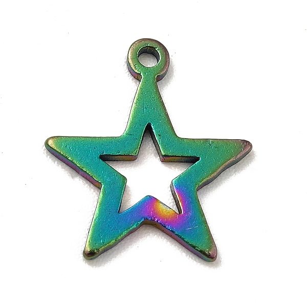 

PandaHall Ion Plating(IP) 201 Stainless Steel Pendants, Star Charms, Rainbow Color, 13.5x12x1mm, Hole: 1mm 201 Stainless Steel Star