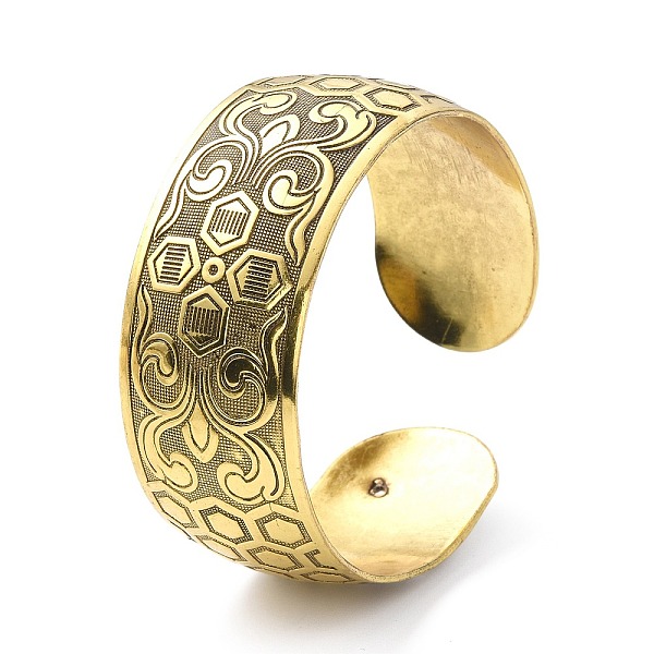 

PandaHall Alloy Wide Open Cuff Bangle for Women, Hexagon Pattern, Inner Diameter: 2-1/4 inch(5.7cm) Alloy Hexagon