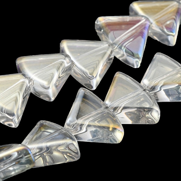 

PandaHall AB Color Plated Electroplate Transparent Glass Beads Strands, Fan, Clear AB, 8x10.5x4mm, Hole: 1mm, about 80pcs/strand, 25.51 inch..., White