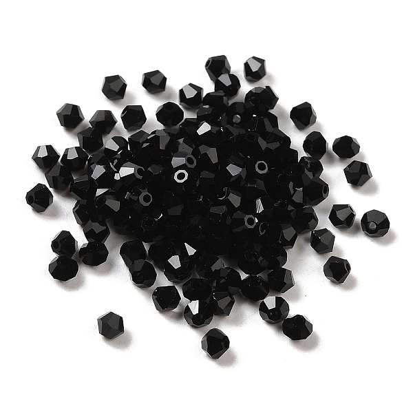 

PandaHall Transparent Glass Beads, Faceted, Bicone, Black, 3.5x3.5x3mm, Hole: 0.8mm, 720pcs/bag. Glass Bicone Black