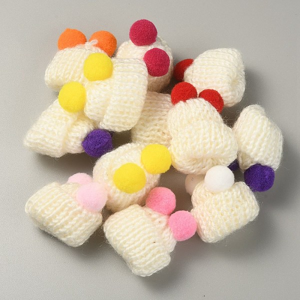 

PandaHall Woolen Crochet Mini Hat with Double Pom Pom Ball, Ornament Accessories, Lemon Chiffon, 35x31x28mm Wool Hat