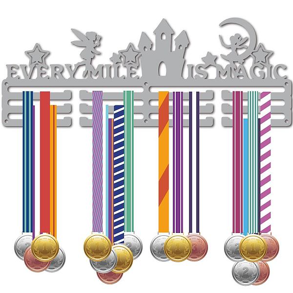 

PandaHall Fashion Iron Medal Hanger Holder Display Wall Rack, 3 Lines, with Screws, Gymnastics, Castle, 150x400x1.5mm Iron Castle