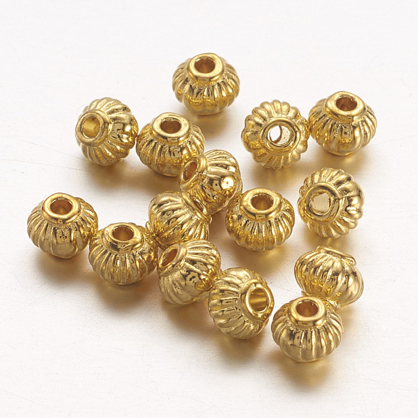 Tibetan Style Alloy Spacer Beads, Metal Findings Accessories for DIY Crafting, Lead Free, Cadmium Free and Nickel Free, Lantern, Golden Color, about 5mm in diameter, 4mm long, hole: 1.5mm