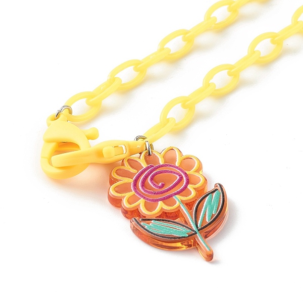 

PandaHall Transparent Acrylic Pendants Necklaces, with Opaque Acrylic Cable Chains, Sunflower, Yellow, 21.25 inch(54cm) Acrylic Yellow