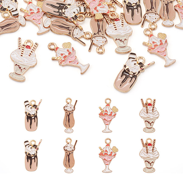 

PandaHall 24Pcs 4 Style Zinc Alloy Enamel Pendants, Ice Cream Cup Charms, Golden, Mixed Color, 21~23x10~13x1mm, Hole: 1.6~1.8mm, 6pcs/style..., Multicolor