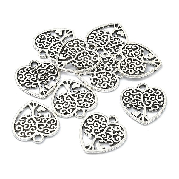 

PandaHall Tibetan Style Alloy Pendants, Cadmium Free & Lead Free, Heart with Tree, Antique Silver, 18x17x1.5mm, Hole: 1.8mm Alloy Heart