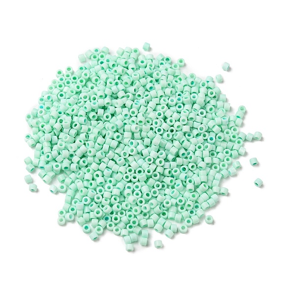 

PandaHall Cylinder Seed Beads, Frosted Colors, Uniform Size, Aquamarine, 2x1.3~1.5mm, Hole: 0.8~1mm, about 40000pcs/bag, 450g/bag Glass..., Green