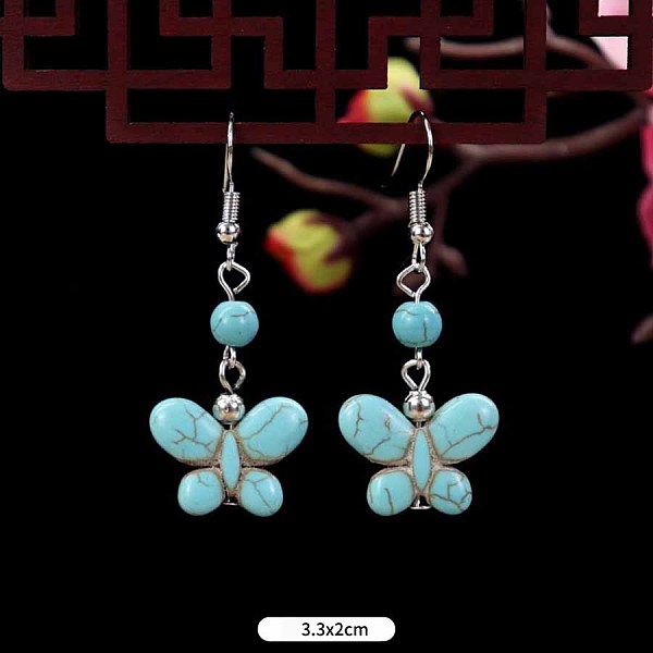 

PandaHall Turquoise Dangle Earrings for Women, Butterfly Alloy Butterfly Green