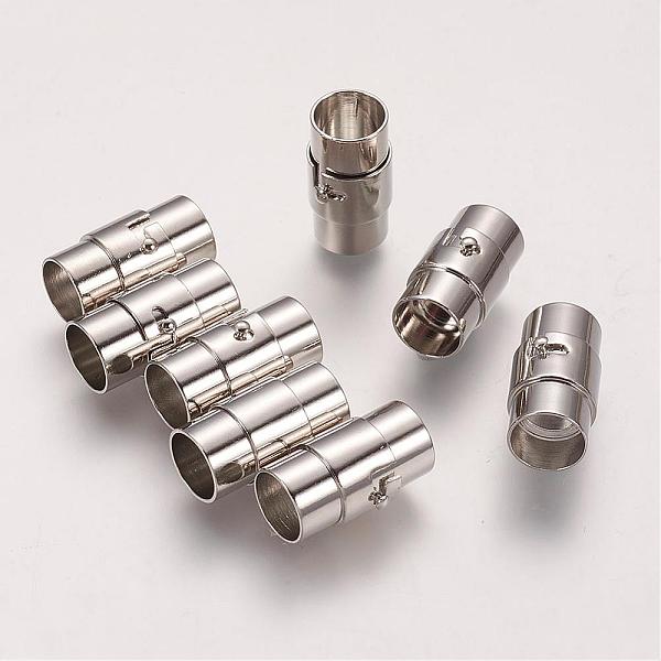 

PandaHall Brass Locking Tube Magnetic Clasps, Column, Platinum, 18x10mm, Hole: 8mm Brass Column