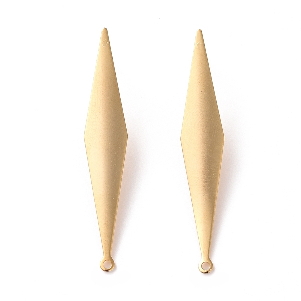 

PandaHall 201 Stainless Steel Stud Earring Findings, with Horizontal Loop and 316 Stainless Steel Pin, Rhombus, Real 24K Gold Plated, 46x8mm...
