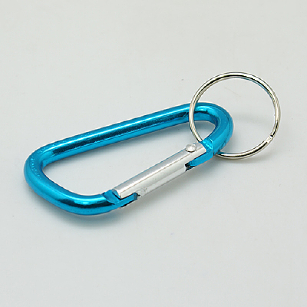 

PandaHall Aluminum Carabiner Keyring, with Iron Clasps, Oval, Sky Blue, 57x30.5mm Aluminum Blue