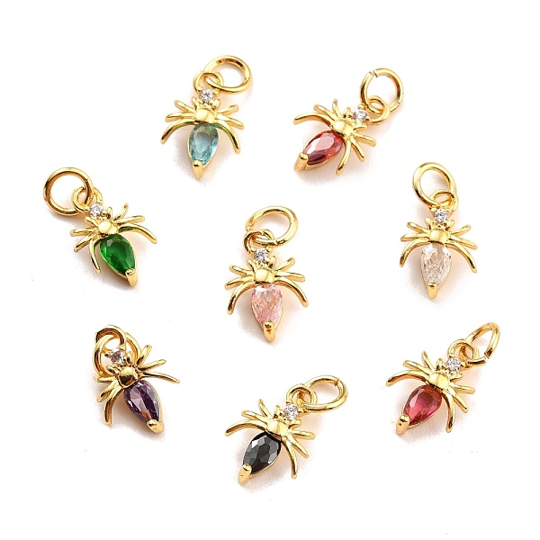 

PandaHall Brass Micro Pave Cubic Zirconia Charms, Real 18K Gold Plated, Cadmium Free & Lead Free, Insect, Mixed Color, 12x8x2mm, Hole: 3.8mm..., Multicolor