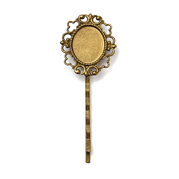 

PandaHall Iron Hair Bobby Pin Findings, Oval, Antique Bronze, Tray: 15x20mm, 70x2x2mm Iron