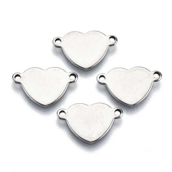 

PandaHall 201 Stainless Steel Links Connectors, Stamping Blank Tag, Heart, Stainless Steel Color, 10x15.5x1mm, Hole: 1.2mm 201 Stainless...