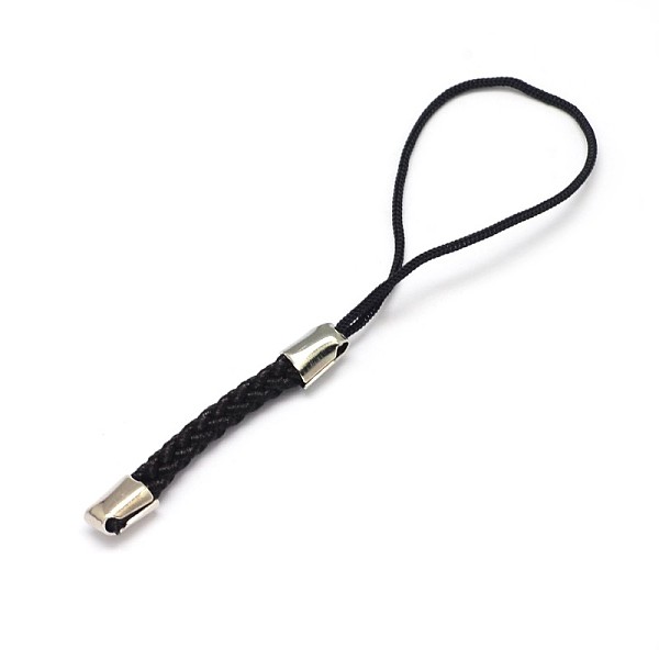 

PandaHall Nylon Cord Mobile Straps, with Iron Findings, Black, 85x4mm, Hole: 1.5mm Nylon Black