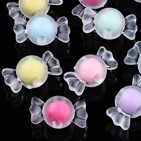 

PandaHall Transparent Acrylic Beads, Frosted, Bead in Bead, Candy, Mixed Color, 11.5x21x12mm, Hole: 3mm Acrylic Candy Multicolor
