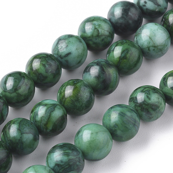 

PandaHall Natural China Silver Leaf Jasper Beads Strands, Dyed & Heated, Round, Green, 8mm, Hole: 1.2mm, about 46pcs/strand, 15.16 inch...