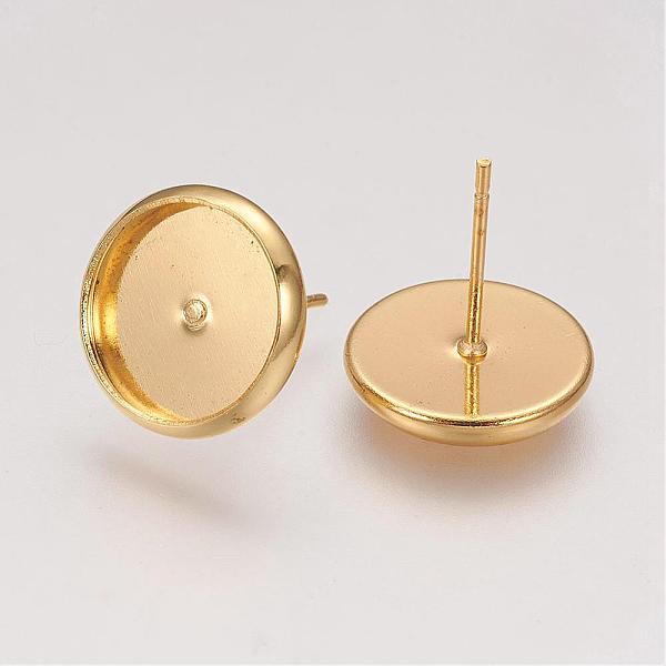 

PandaHall Brass Stud Earring Settings, Nickel Free, Golden, Tray: 10mm, 12x0.8mm Brass Round
