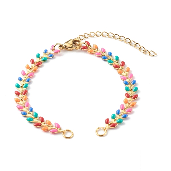 

PandaHall Brass Enamel Handmade Link Chains, for Bracelet Making, Colorful, 6-1/4 inch(16cm) Brass